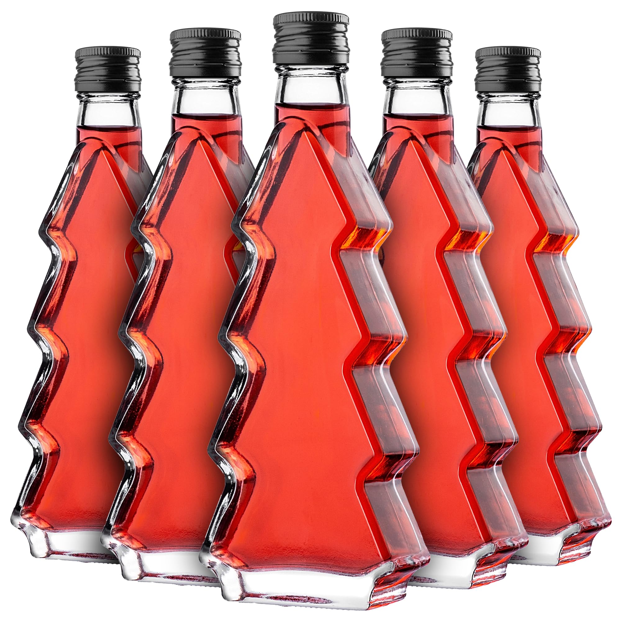 KADAX 5er Set Glasflaschen 200ml mit Schraubverschluss – Leere kleine Flaschen zum Befüllen für Likör, Schnaps, Öl, Essig & Sirup, Glass Bottles, Refillable