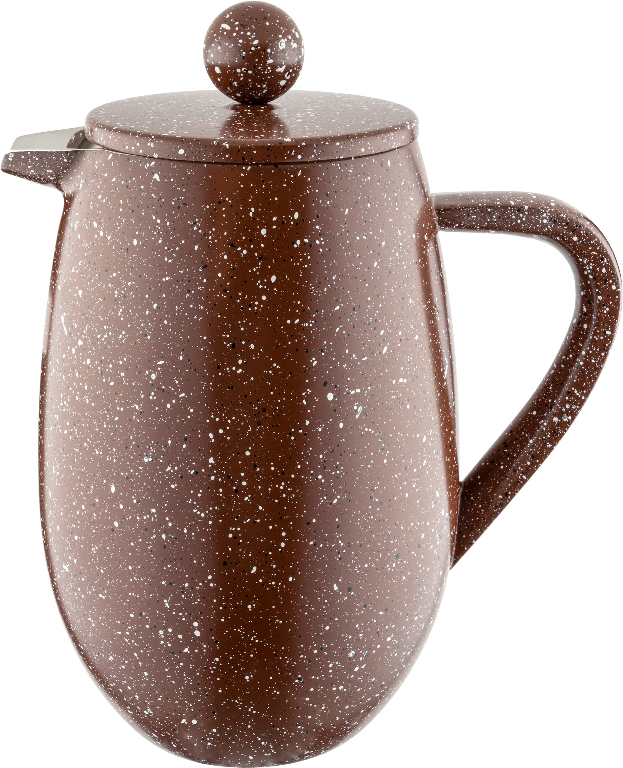Café Olé BFD Granite Cafetière, 18/10 stainless steel double wall body and mesh filter, Red Granite effect finish, 350ml (3 espresso cups or 1 mug)