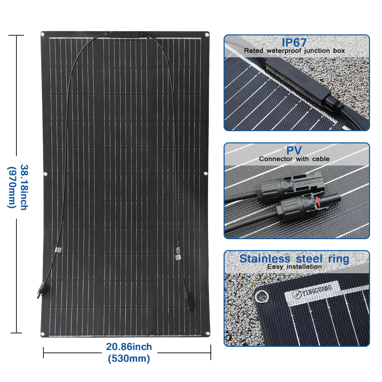 Flexibel 100W Monokristallijn Zonnepaneel - Lichtgewicht En Eenvoudig Te Installeren Flexibel 100W Monokristallijn Zonnepaneel - Lichtgewicht En Eenvoudig Te Installeren