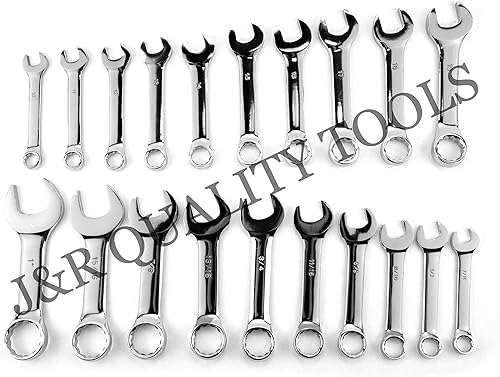 Miniatura 3 de VCT Juego de 20 llaves estándar SAE y MM de tamaño métrico, longitud corta, 7/16" a 1" y 0.394 in a 0.748 in