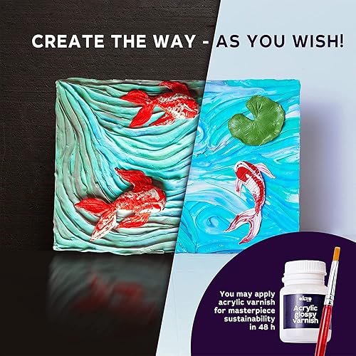 Miniatura 5 de Kit de arte "Koi Carps"  Arte y manualidades Pintura DIY con arcilla de modelado  Kit de arcilla para pintar  Kits de pintura para adultos para