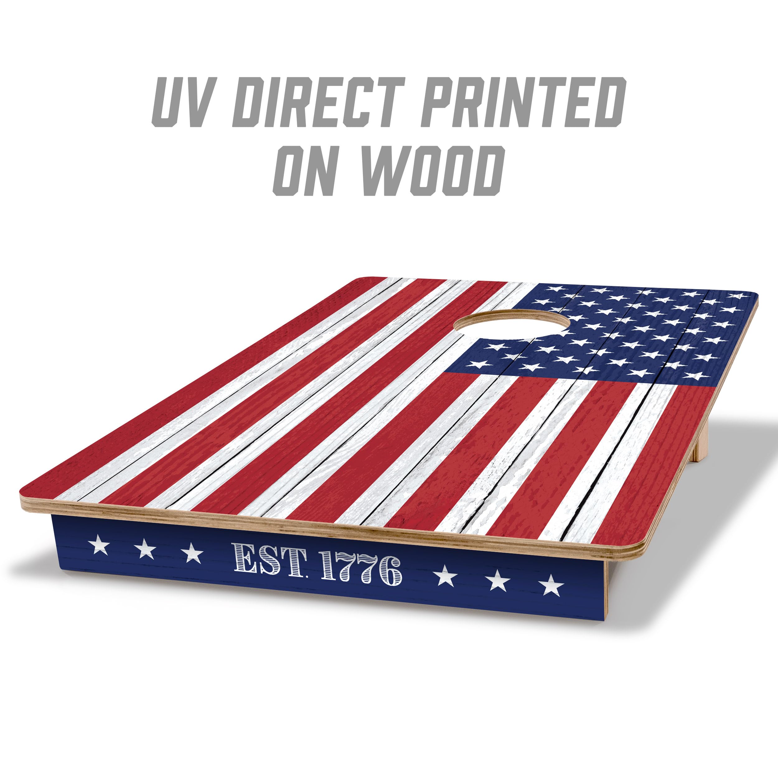 YouTheFan Stars & Stripes 2’ x 3’ Wood Cornhole Game with Logo Bags