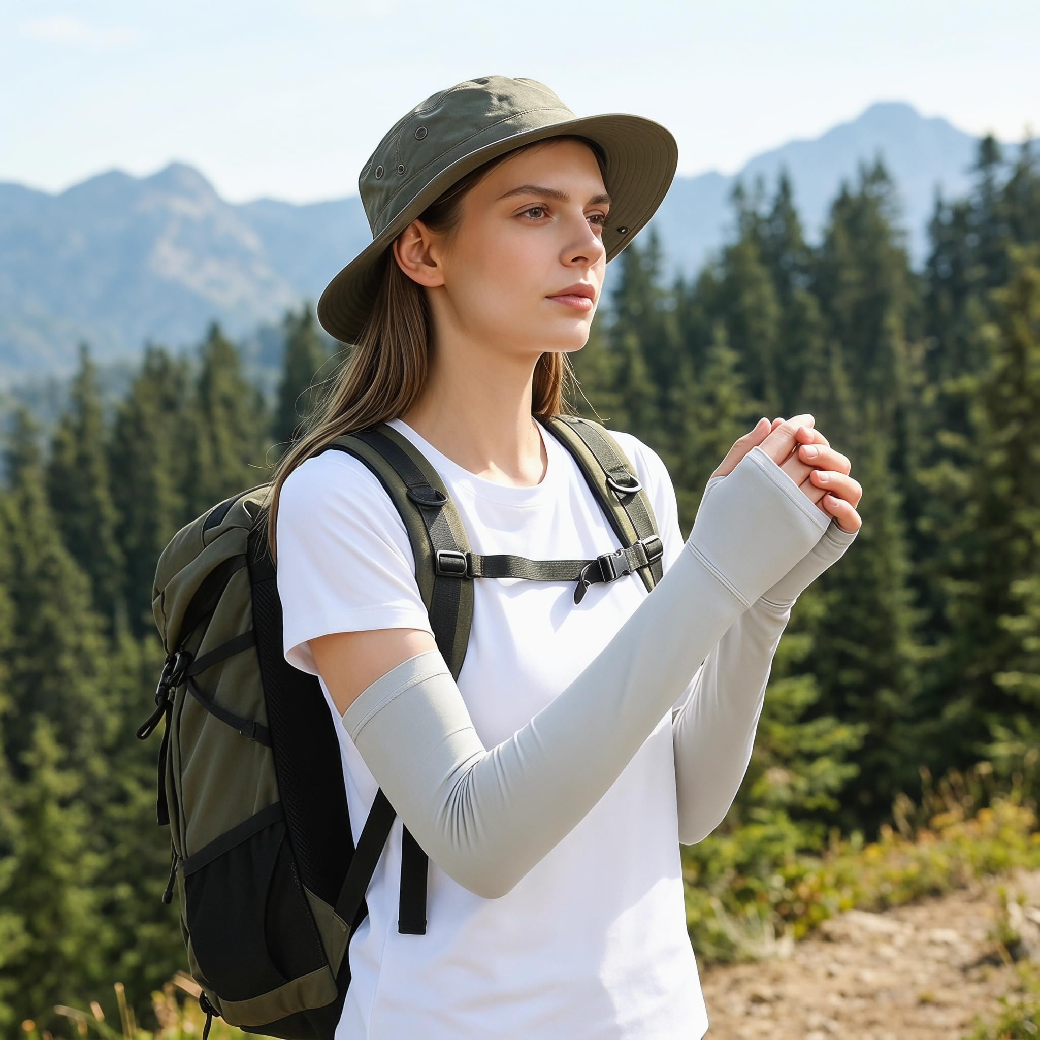 Manicotti Rinfrescanti per Braccia da Uomo E da Donna, Protezione UV UPF 50+, in Viscosa Leggera con Foro per Il Pollice, Perfetti per Gli Sport Allaria Aperta E La Gray Small-Medium