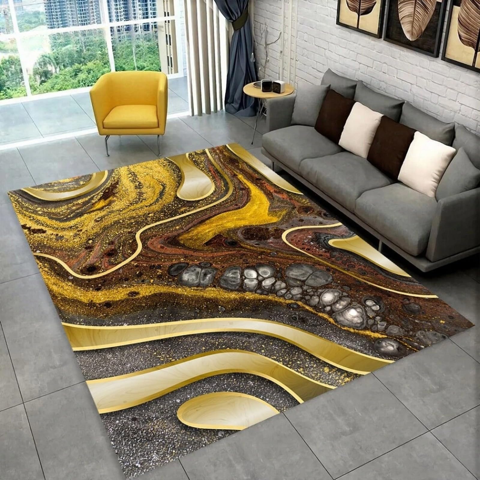 Tapis salon antidérapant marbre 3D pour sécuriser et sublimer vos sols glissants