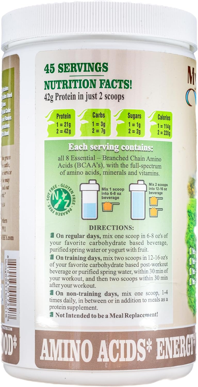 Organic Whey Protein Powder, Grass-Fed Non-GMO Cold Process Grade-A Milk rBST Hormone-Free Chocolate Protein Powder, No Preservative or Additives Pure Whey Protein (42g of Protein in Just 2 Scoops)