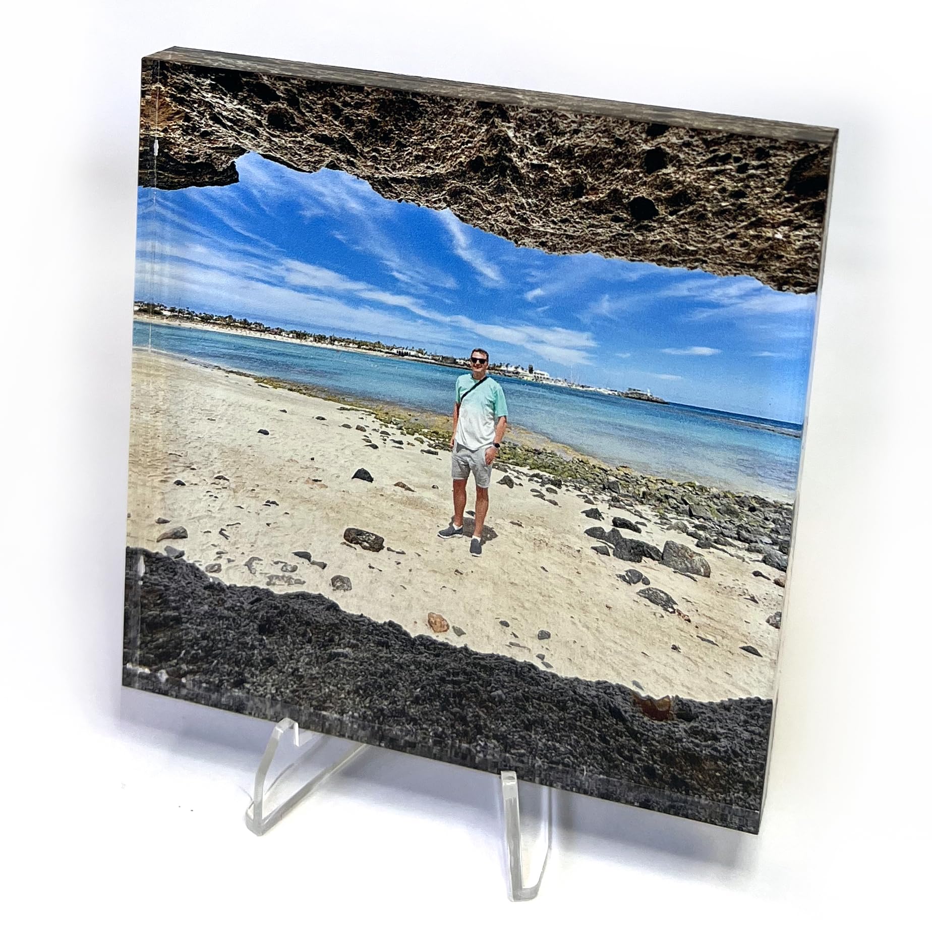 Primary Teaching Services Ltd Transparent 1 Personalised Customised Photo Upload Portrait Acrylic Photo Frame Block With Stand Gift Present Christmas 100Mm X 100Mm Pts Personalised
