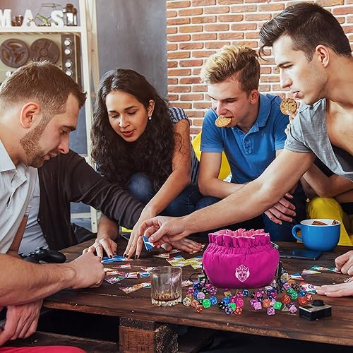 Miniatura 8 de CardKingPro Immense - Bolsas de dados con bolsillos, color rosa, capacidad para más de 150 dados, ideales para acaparadores de dados diseño patentado