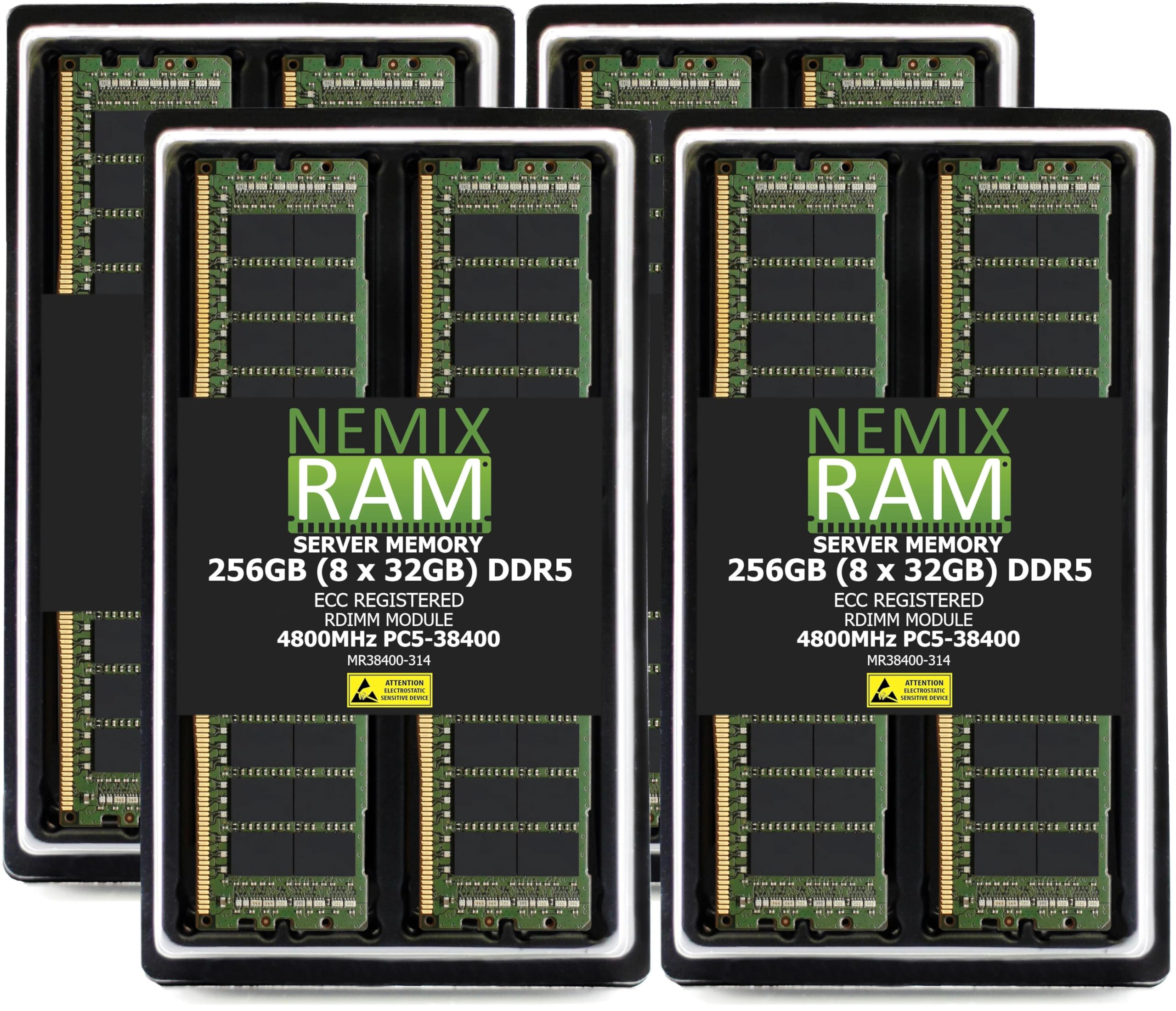 - 256GB 8X32GB DDR5 4800MHZ PC5-38400 1Rx4 1.1V CL40 288-PIN ECC Registered RDIMM NEMIX RAM Server Memory KIT Compatible with ASRock Industrial Motherboard EATX IMB-1900, IMB-1902