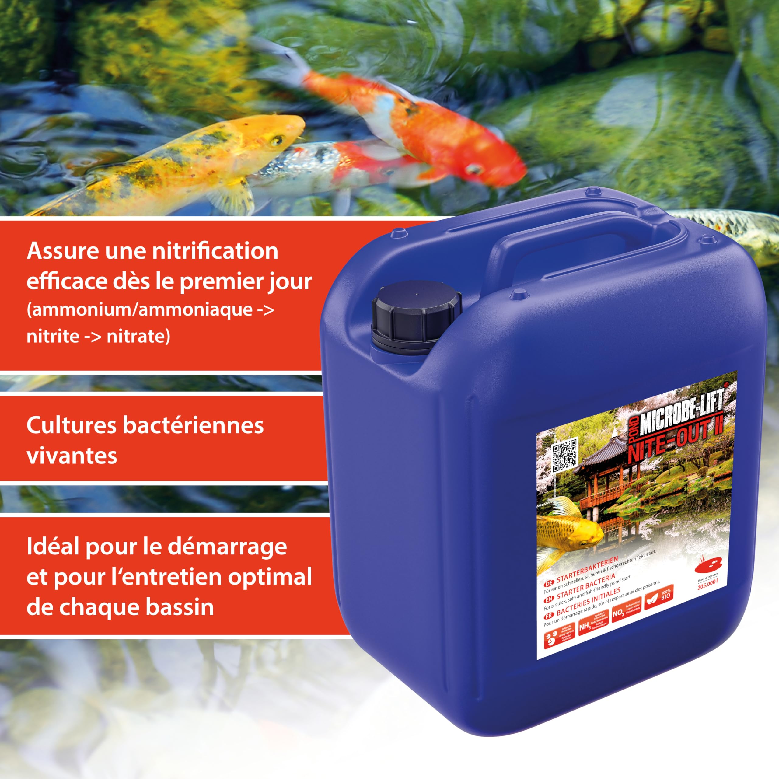 Bactéries de Démarrage pour Bassin 5000 ML - Nite-Out II Mise en Eau | contre turbidité et nitrites, paramètres instables, après traitement ou redémarrage, bassin de jardin, bassin à koïs