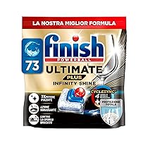 Finish Ultimate PLUS Infinity Shine Pastiglie Lavastoviglie, 73 Capsule Lavastoviglie, Pastiglie per Lavastoviglie con Scudo Protettivo contro lo Sporco e i Residui Incrostati