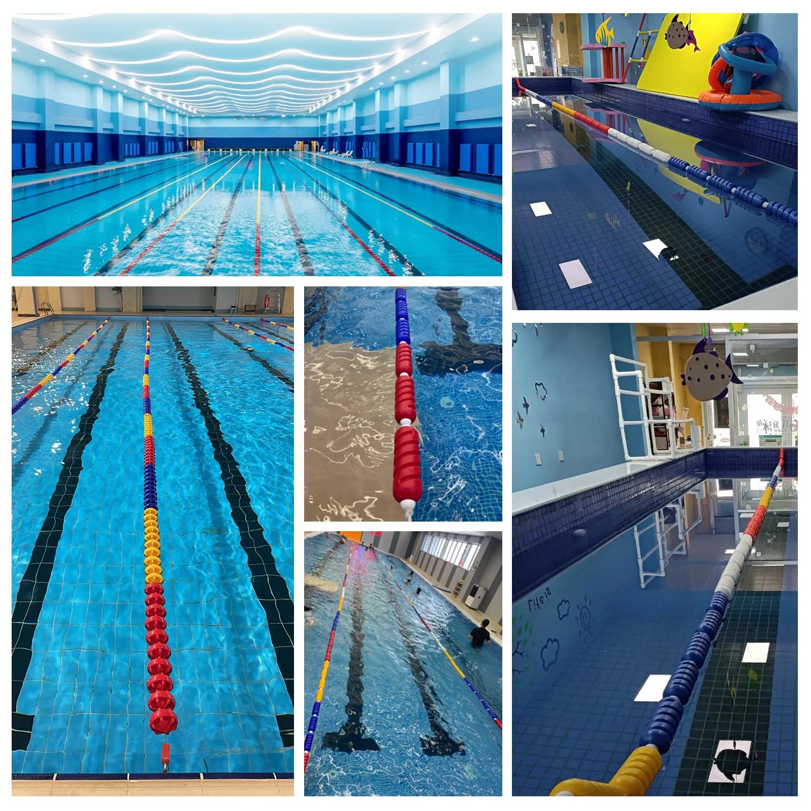 Couloir de Nage Flotteurs De Séparation De Couloirs De Piscine, Corde De Sécurité Pour Piscines Scolaires Et À Domicile, Division En Eaux Peu Profondes, Avec Bouées Ovales Lumineuses(Width 9cm (3.5inc