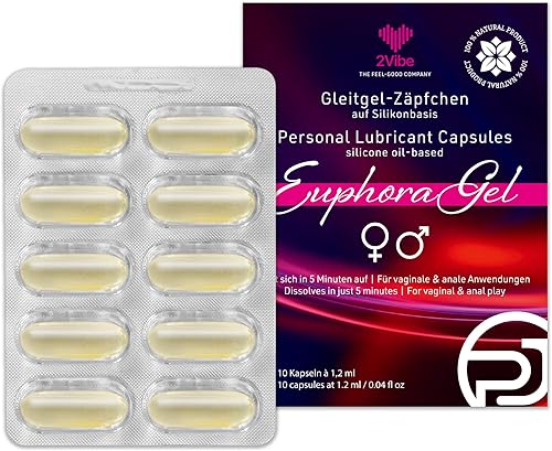 2Vibe EuphoraGel - Cápsulas de lubricante personal, formato de supositorio discreto, a base de silicona, mejora sexual premium, 10 unidades (10 x