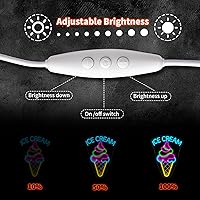 Vista 5 de Ice Cream Neon Sign - Dimmable Dessert Bar LED Light for Business & Party Decor, Christmas Birthday Gifts for Ice Cream Lovers