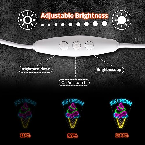 Miniatura 5 de Letrero de neón de helado, luz LED regulable para barra de postre para decoración de negocios y fiestas, regalos de cumpleaños de Navidad para