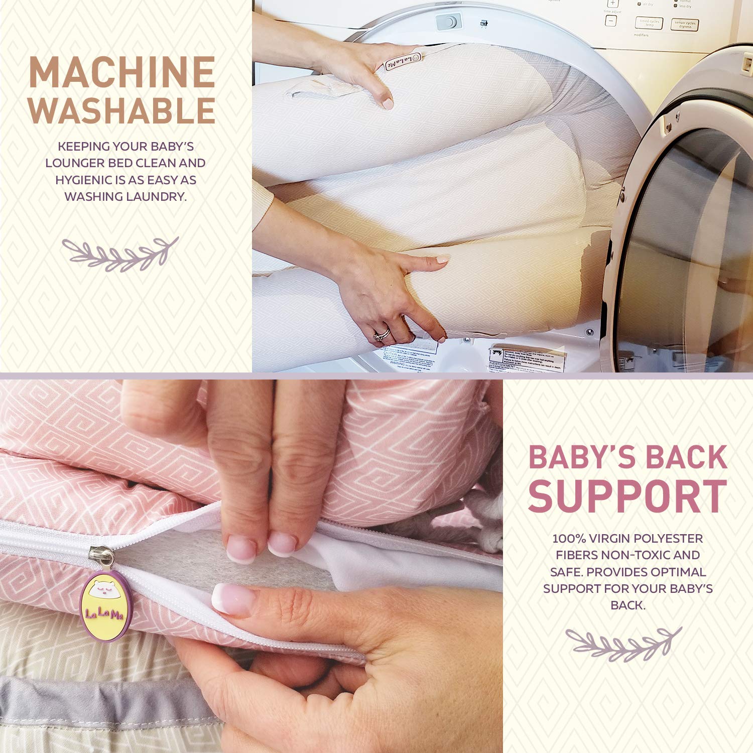 Buy 1 get 1 Premium Organic Baby Nest by LaLaMe | Water-Resistant Baby Lounger Pillow | Co-Sleeping Newborn Bassinet Crib for Boys and Girls Infants, Great for Baby Shower
