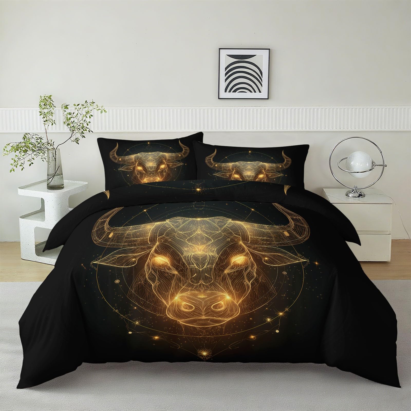 Parure de lit taureau noir 200x200cm pour transformer une chambre d'ado