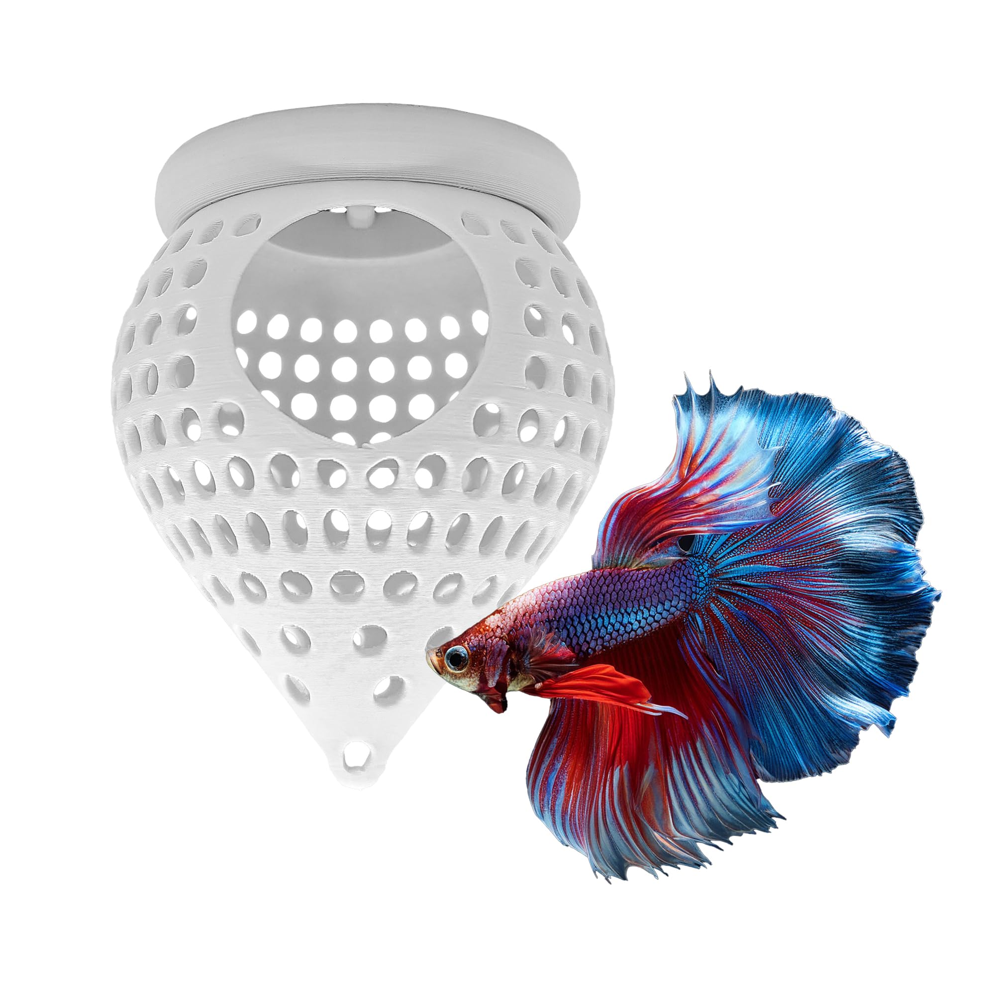 Blubber Cove BettaPod Floating Aquarium Hide Cave | Betta Fish Tank, Shrimp & Cory Shelter | Aquascape Decor for Nano Aquariums | Floating Fish Tunnel Safe Breeding Hideout (White)