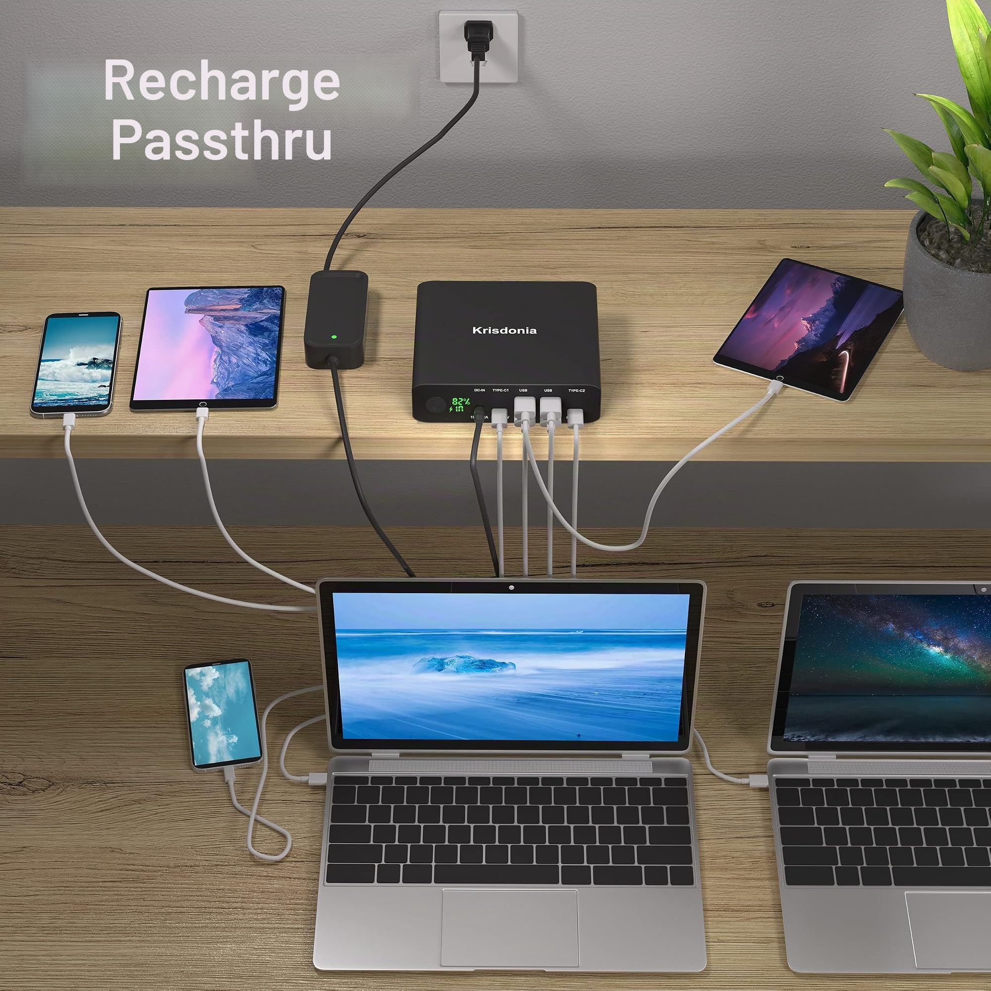 Batterie Externe USB-C PD 100W, 32000mAh Chargeur Portable [2 USB-C Ports 100W & 65W + 4 Charge Rapide USB-A Ports] pour Ordinateur Portable, MacBook, Dell, HP, iPad, iPhone, Samsung, Switch