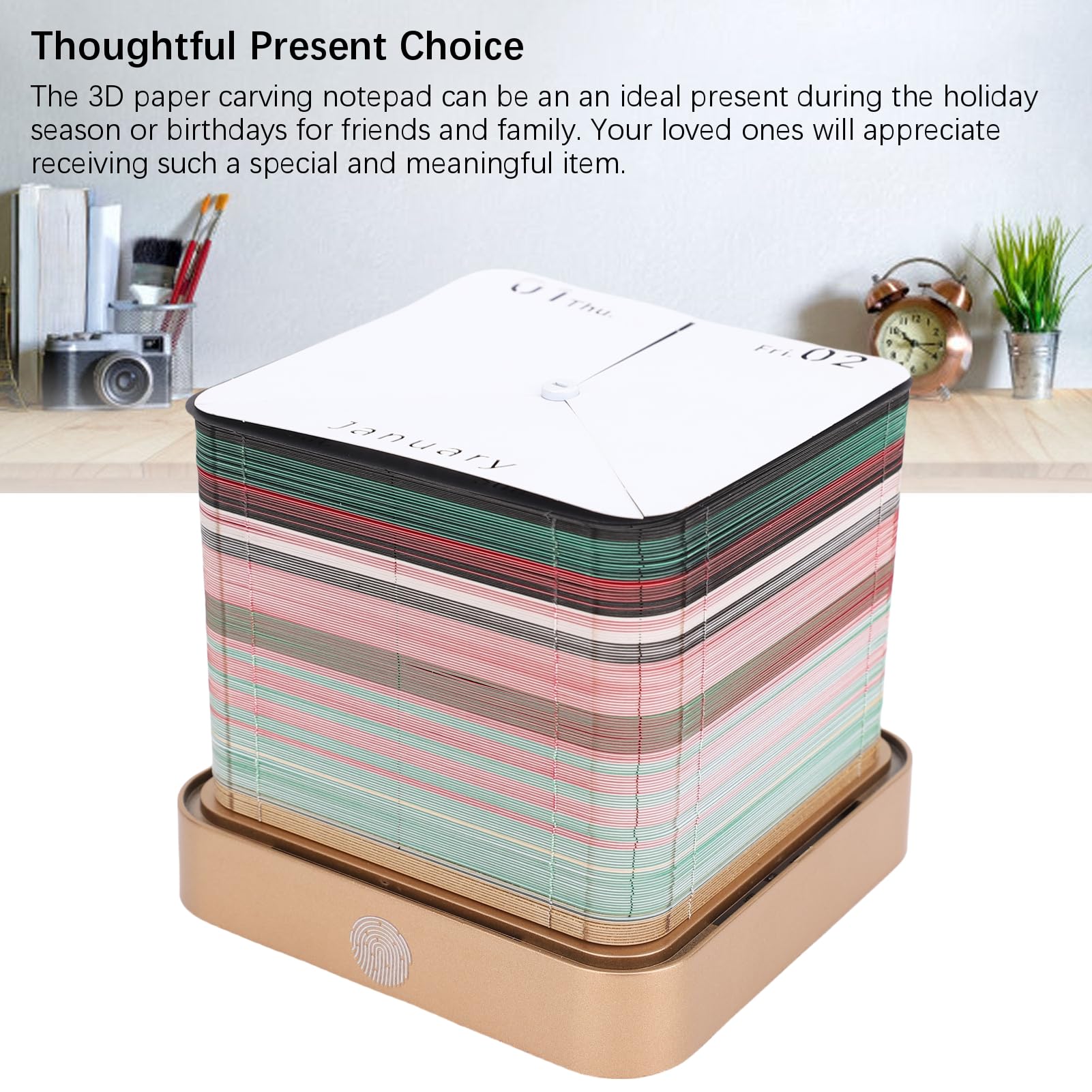 3D Notizblock mit Kalender 2026, Papierschnitzerei Kunst Schneemann Design, Tear Away Notizblock für Schreibtisch Dekoration und kreatives Geschenk