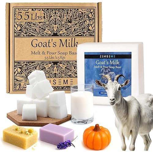 5.5 LBS Goats Milk Soap Base | Melt and Pour Supplies Kit for Soap Making - SLS/SLES & PEG free | Gentle & Natural Organic Vegetable Ingredients | Make Your Own Bulk For Adult Soapmaker - Easy to Cut
