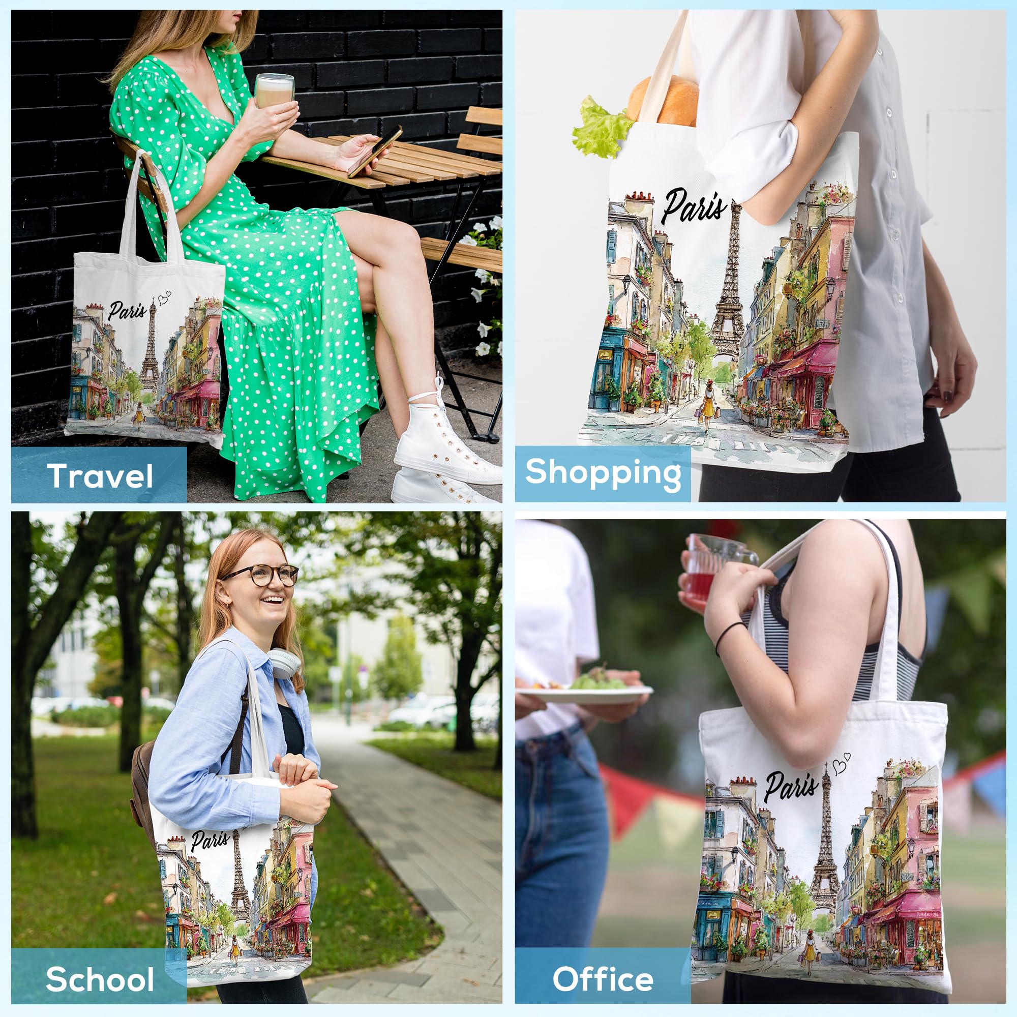 Cotton Tote Bag for Women, Souvenirs Gifts Reusable Cloth Bags Watercolor Art Design Gifts