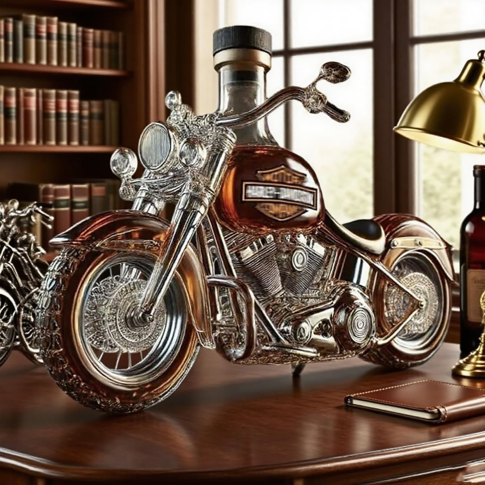 Motorrad-Whiskey-Dekanter – mundgeblasenes Kunstglas V-Twin Reserve Whiskyflasche – geformtes Design für Zuhause, Bar, Dekoration und Männergeschenke