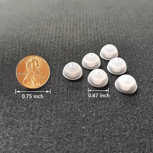 Miniatura 2 de Paquete de 6 cúpulas de oreja blancas en forma de hongo de 0.47 pulgadas0.472 in para tubos 2B, ajuste seguro, puntas para audífonos que reducen el