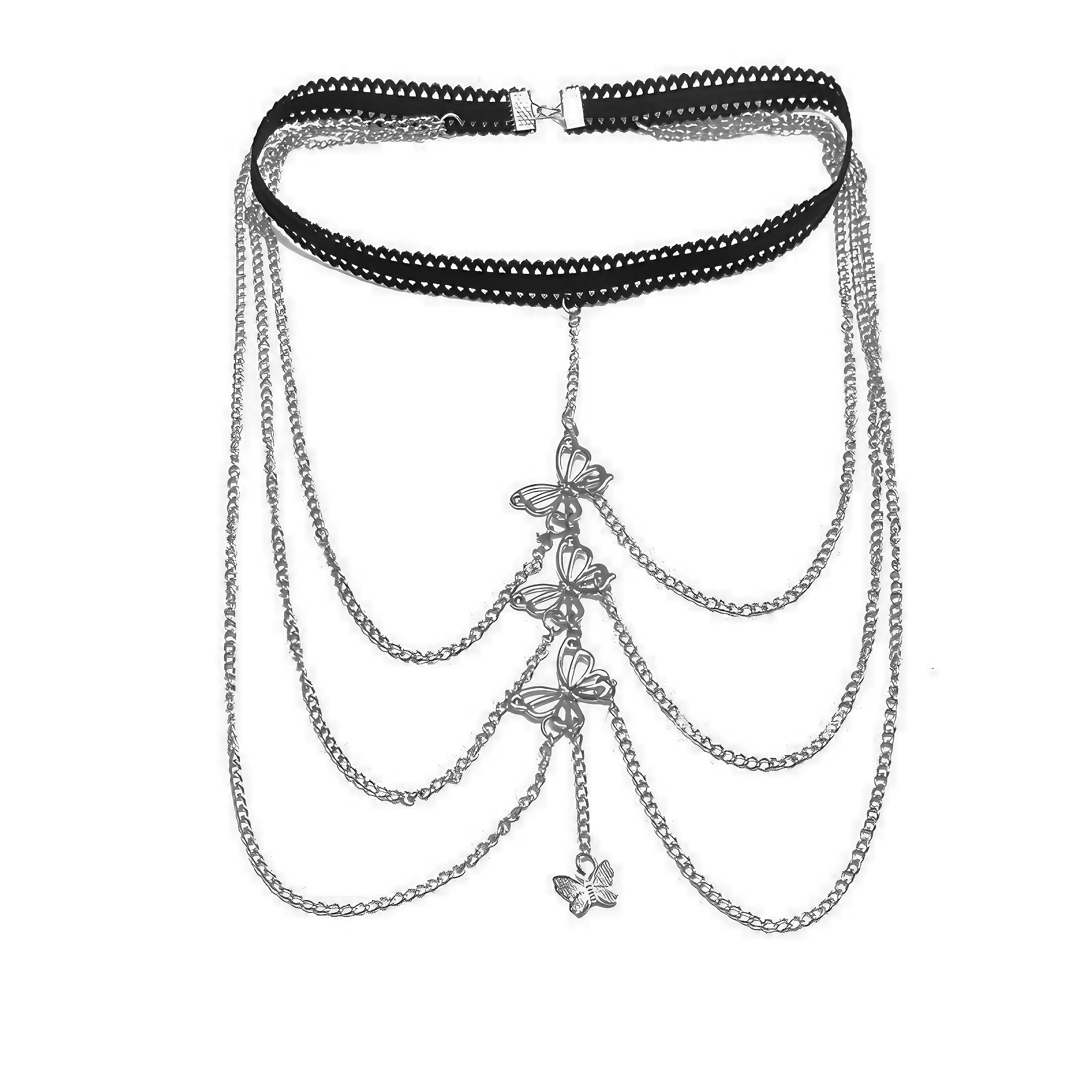 PratiharyeMulti-Layer Rhinestone Tassel Leg Chain - Thigh High Elasticity Crystal Body Chain Harness Accessories Jewelry for Women