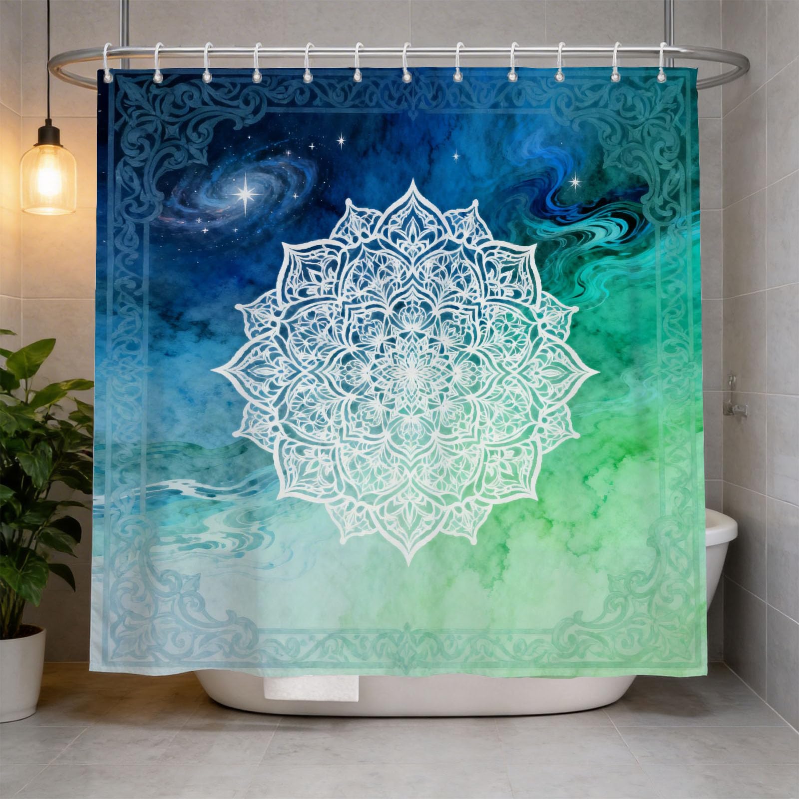 Hongduo 3D Mandala Design Shower Curtain for Stalls Bathtubs Cartoon Bathroom Decor Shower Curtain Set Polyester Fabric Waterproof 180x200cm/71X79 Inch with Hooks