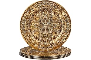 MAONAME 13" Antique Gold Charger Plates Set of 6: An Ode to Refined Dining Elegance