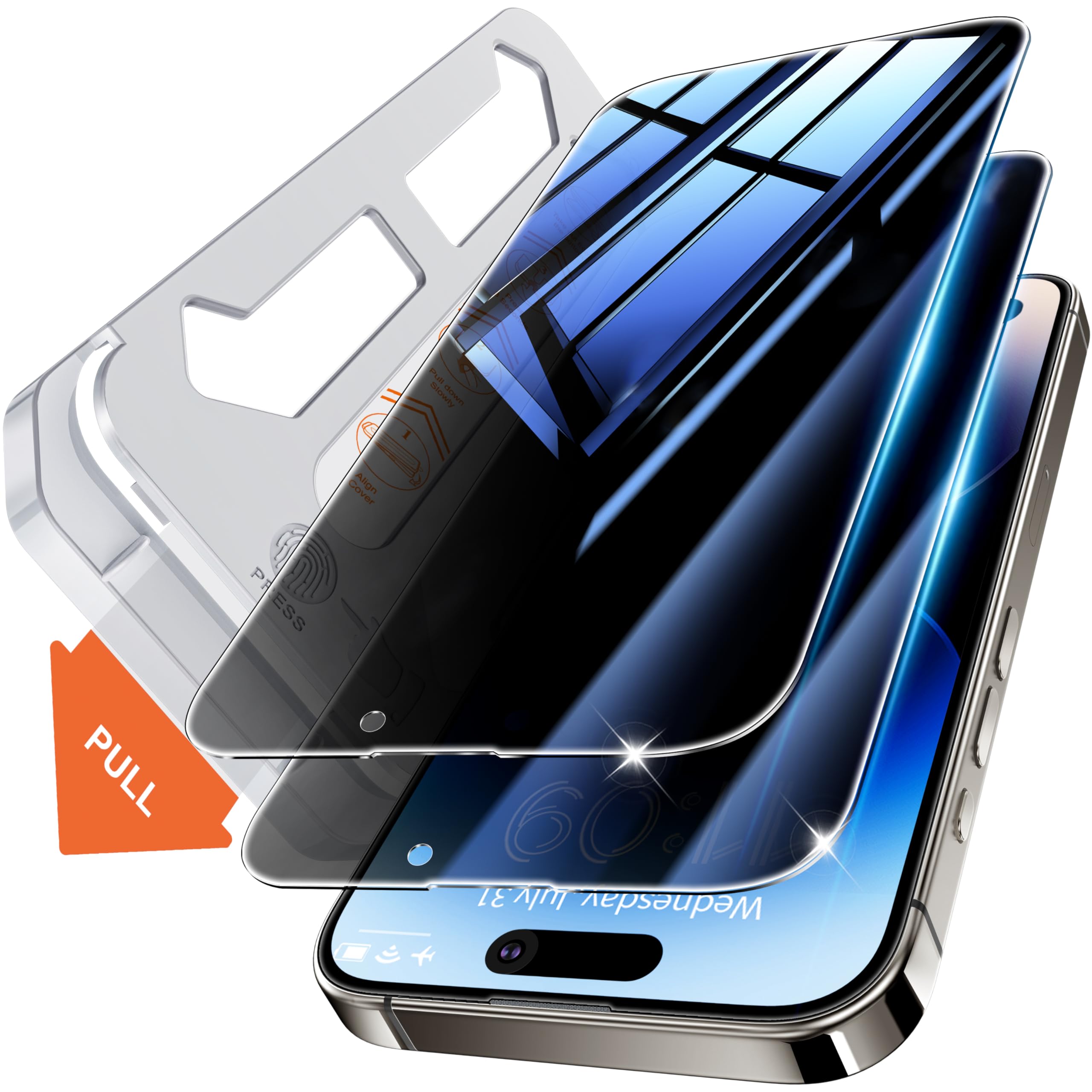 Tentoki Privacy Pellicola per iPhone 14 Pro Max (6,7''), [2 Pezzi] Vetro Temperato - Vetrino installazione semplicissima,piena copertura,Anti-Spia,Anti Graffio,Durezza 9H