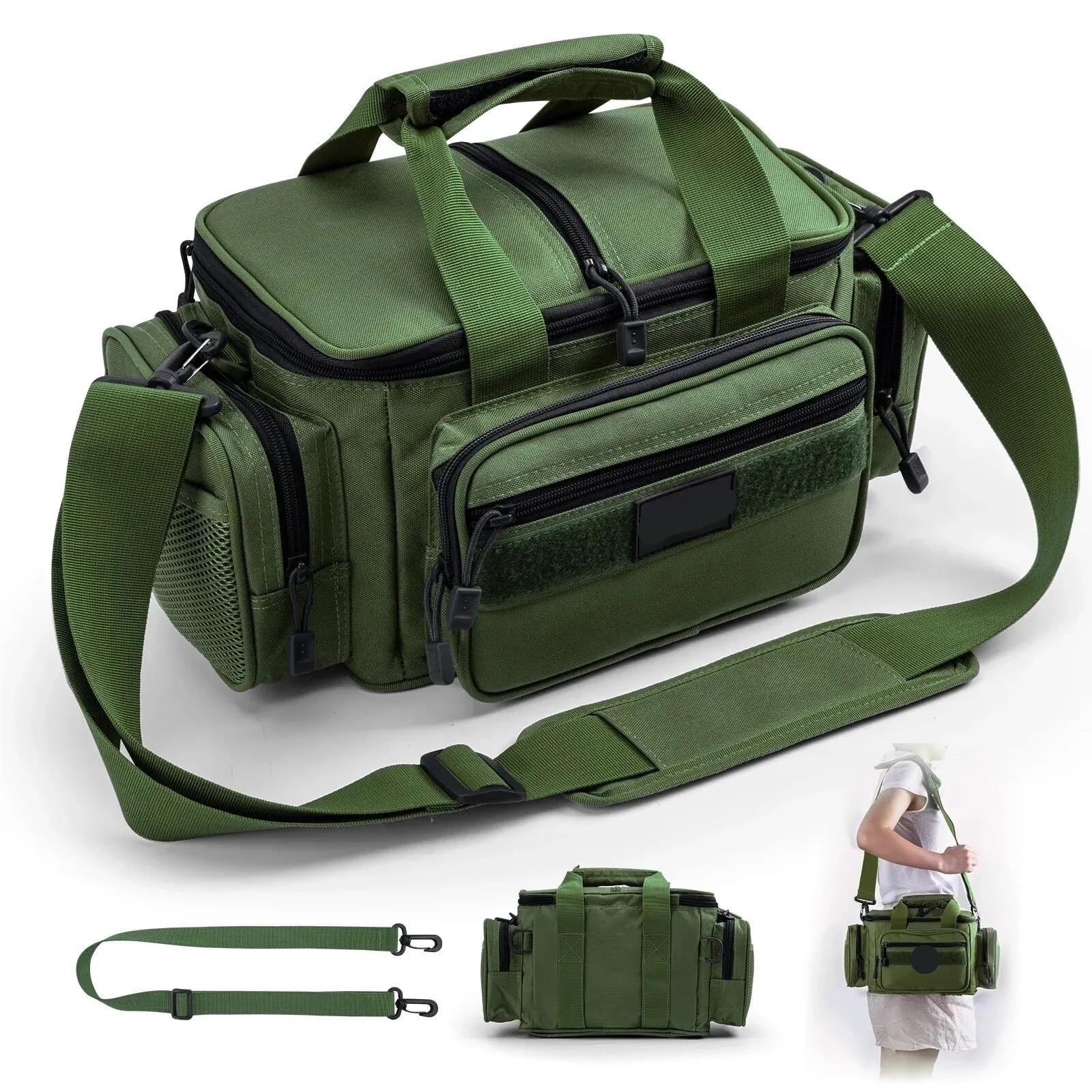 Torba wędkarska, pudełka na przybory wędkarskie, Torba na ramię sprzęt wędkarski, tkanina Oxford 600D, wielokolorowa(Green)