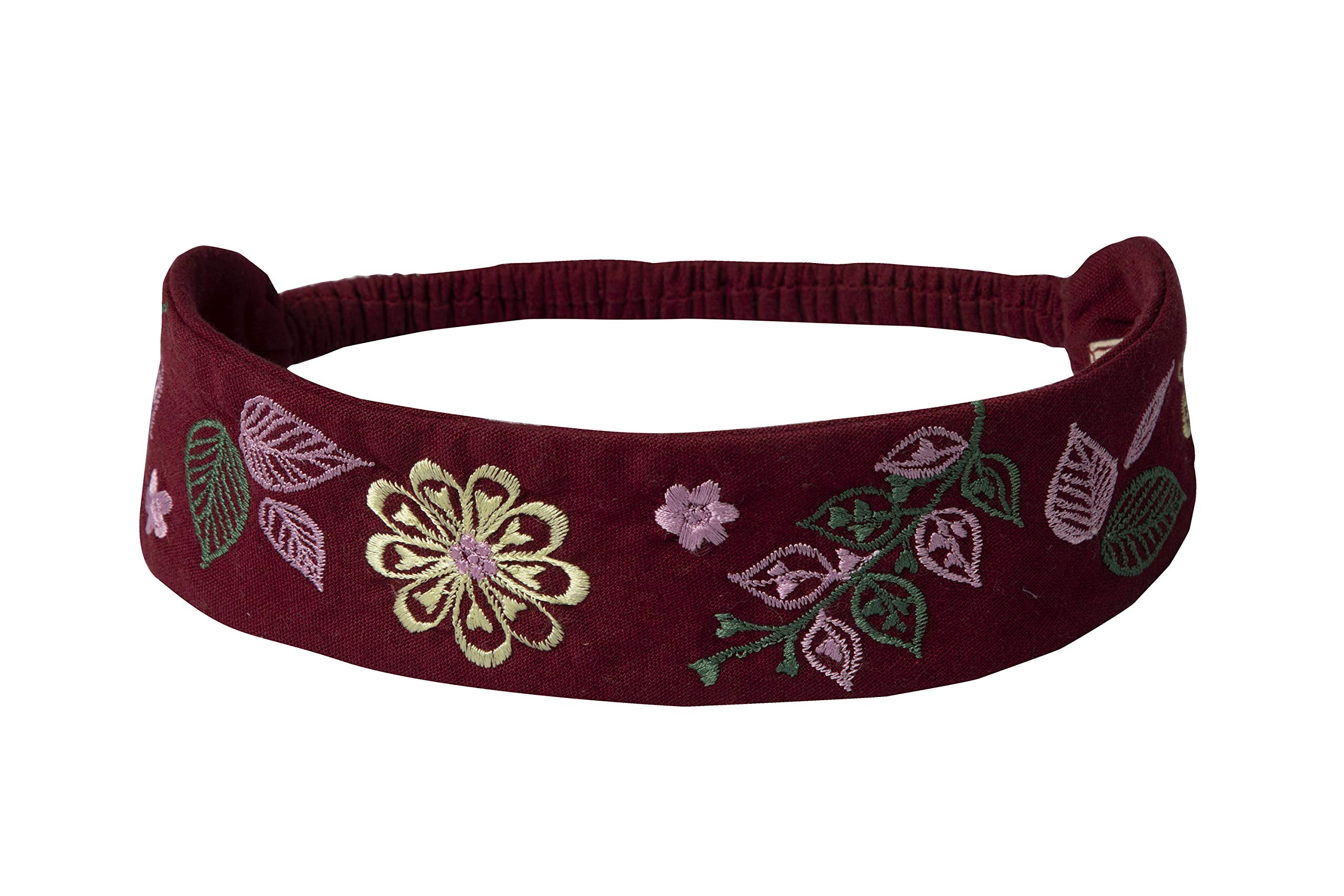DEEBACO Womens Leaf & Floral Emrbroidered Headband Fabricated Elasticated Headband for Ladies (DNHBN000024_Maroon) (B08LH6THGY) Amazon Price History, Amazon Price Tracker