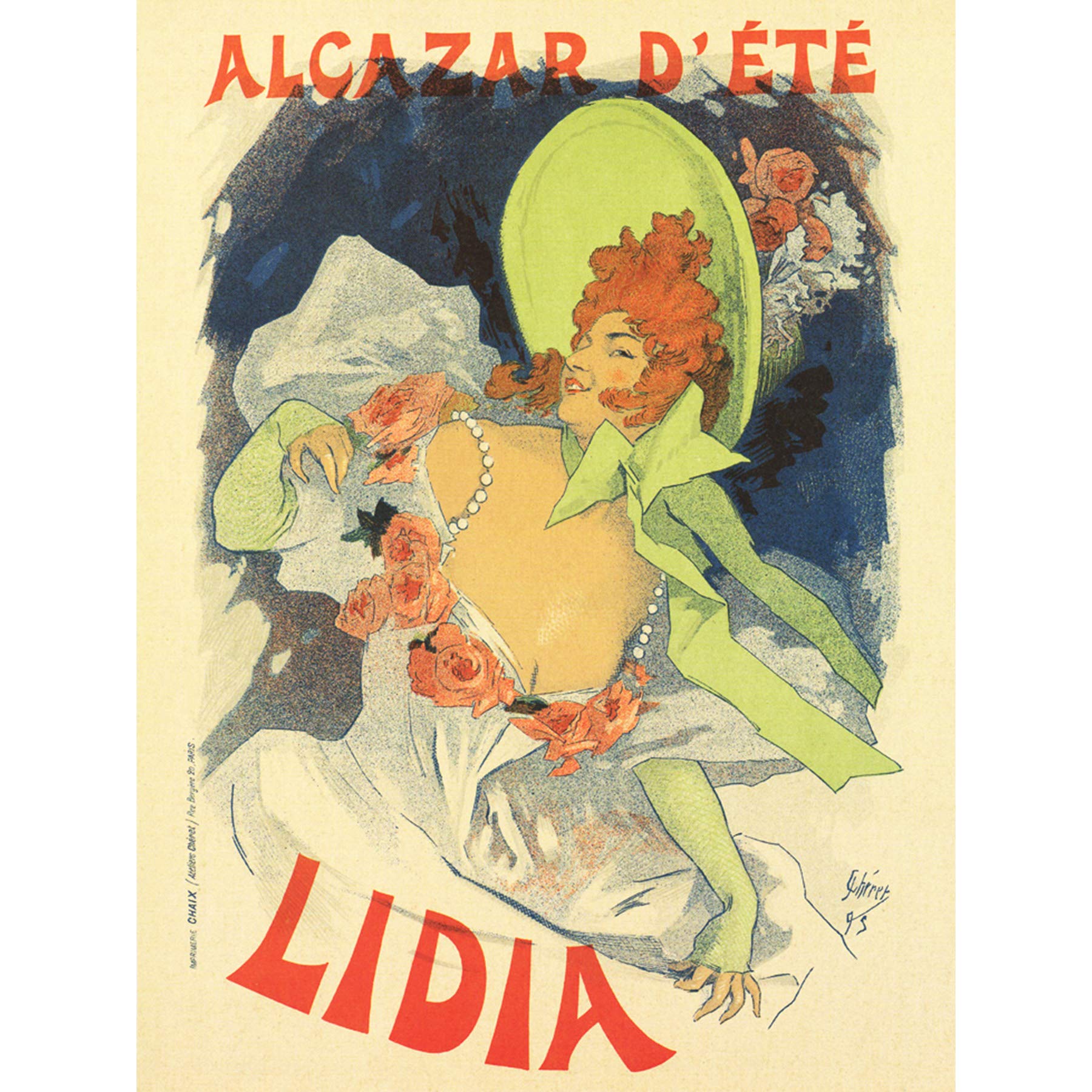 Cheret Lily De Lidia Artiste Alcazar D'ete Advert Large Wall Art Poster Print Thick Paper 18X24 Inch
