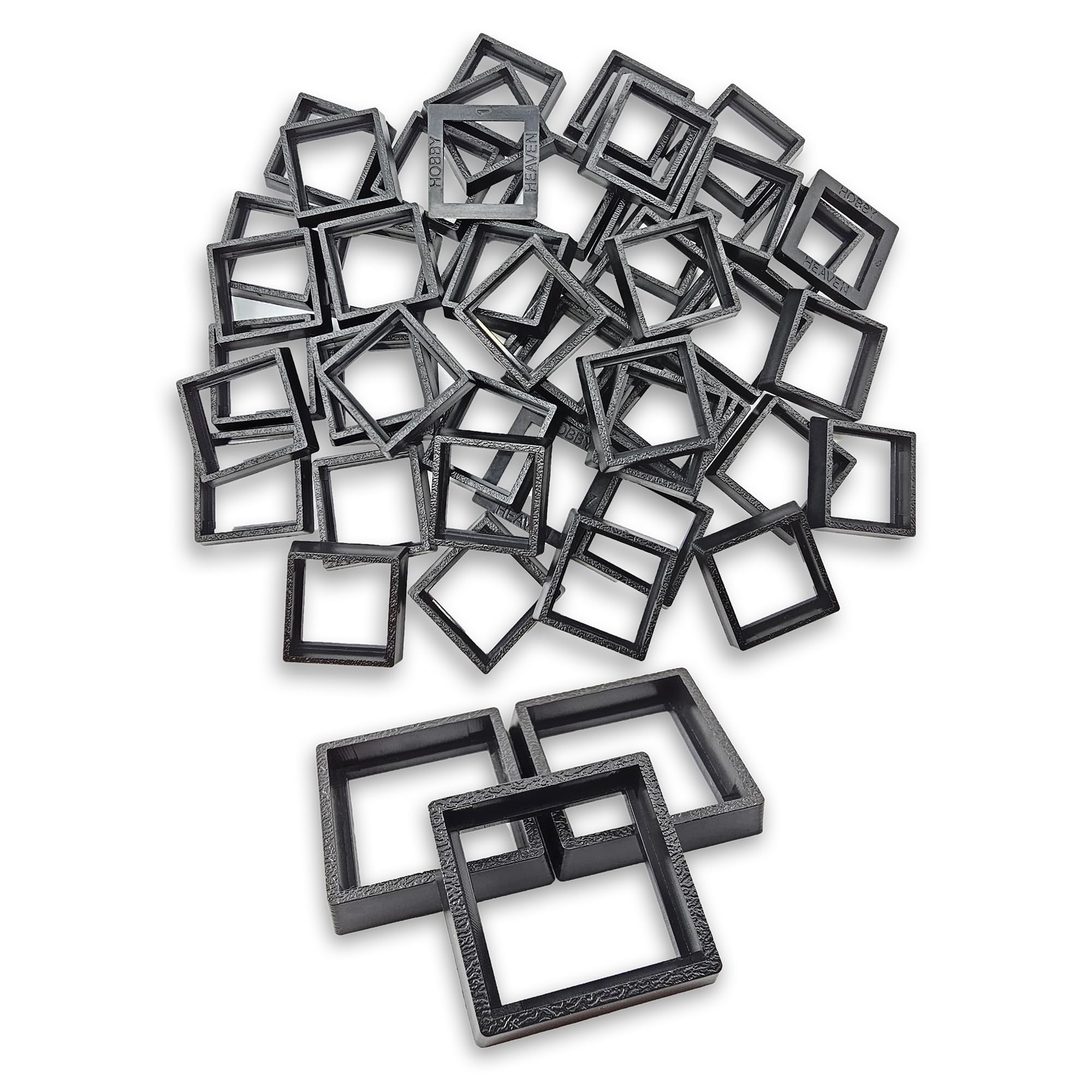 Hobby Heaven 20 to 25mm Square Bases Size Converters For Warhammer Bases - Black Miniature Bases Converters for Wargaming Miniatures Figures - Model Painting Wargame Miniatures (50 pcs)