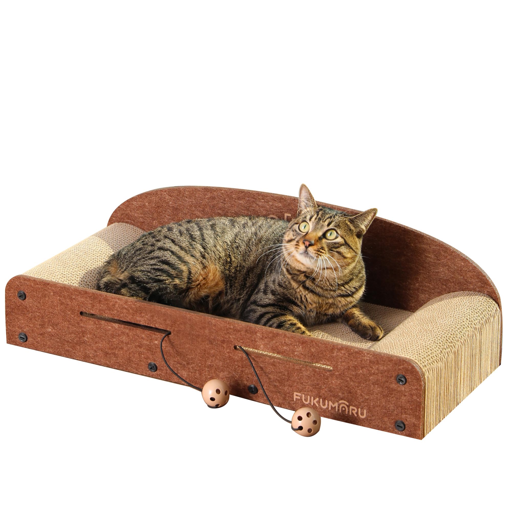 FUKUMARU Rascador para Gatos 66 cm, De Fieltro Cartón Ondulado Reciclable con Pelota de Juguete，Talla Grande