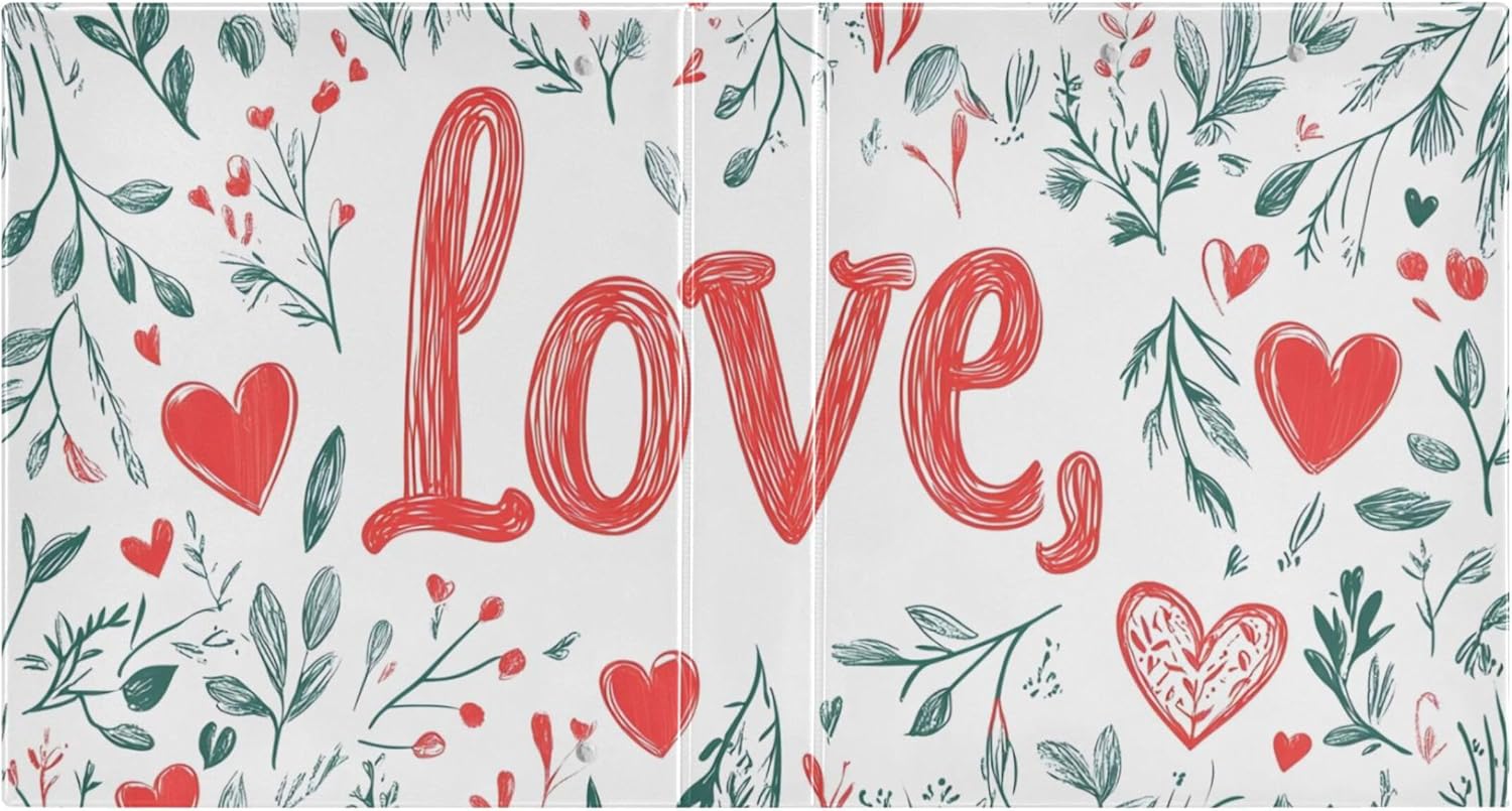 Valentine's Day Love 3 Ring Binders, 1.5” Round Ring Binders with Clipboard - Letter Size, 3 Interior PVC Clear Pockets & Anti-Slip Clip for Office School Supplies, 2PCS