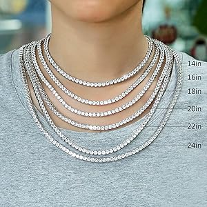 ホワイトゴールド テニスネックレス 幅2.2mm 45cm ダイヤモンド 14K