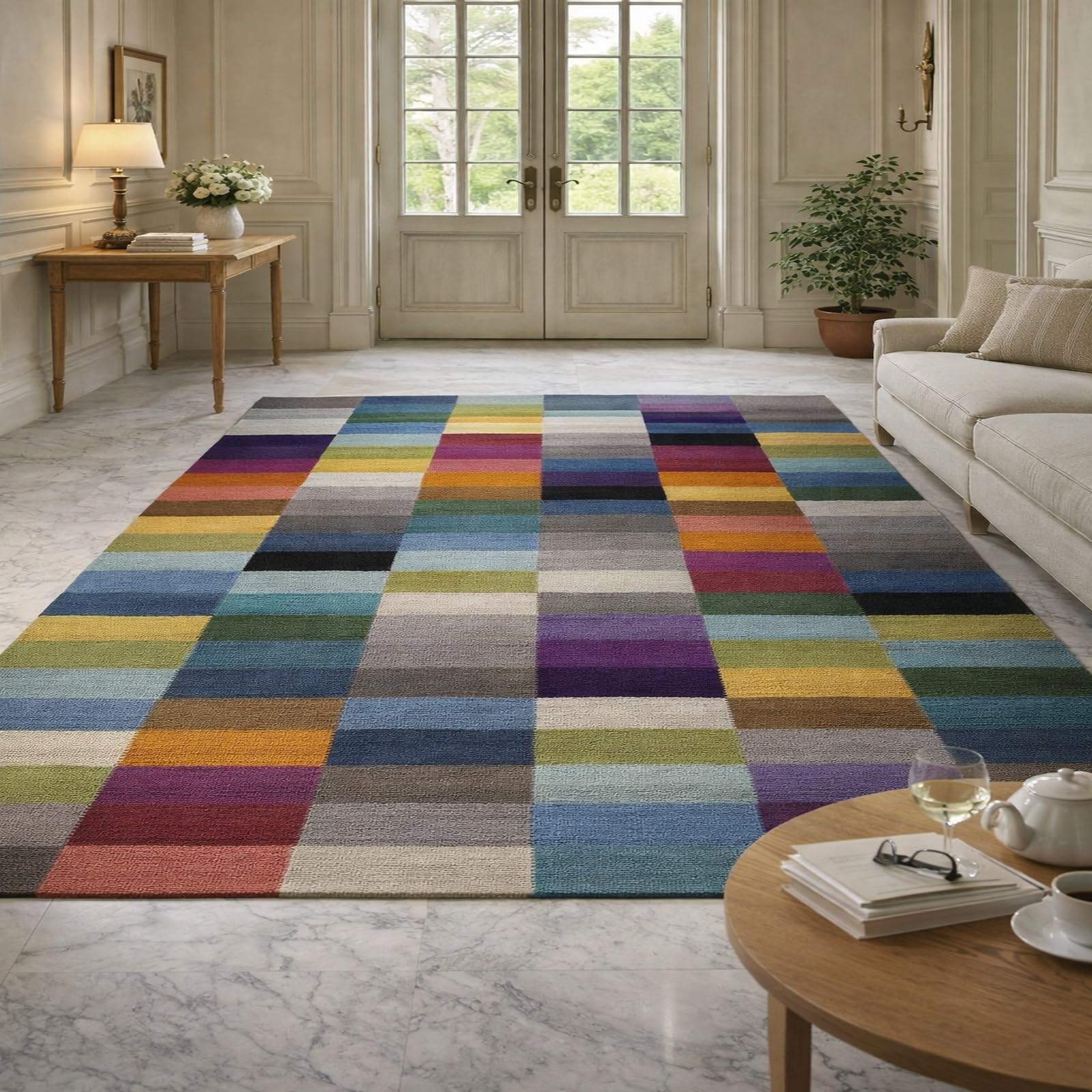 Tapis poils courts anti-poussière pour entrée et cuisine facile à nettoyer