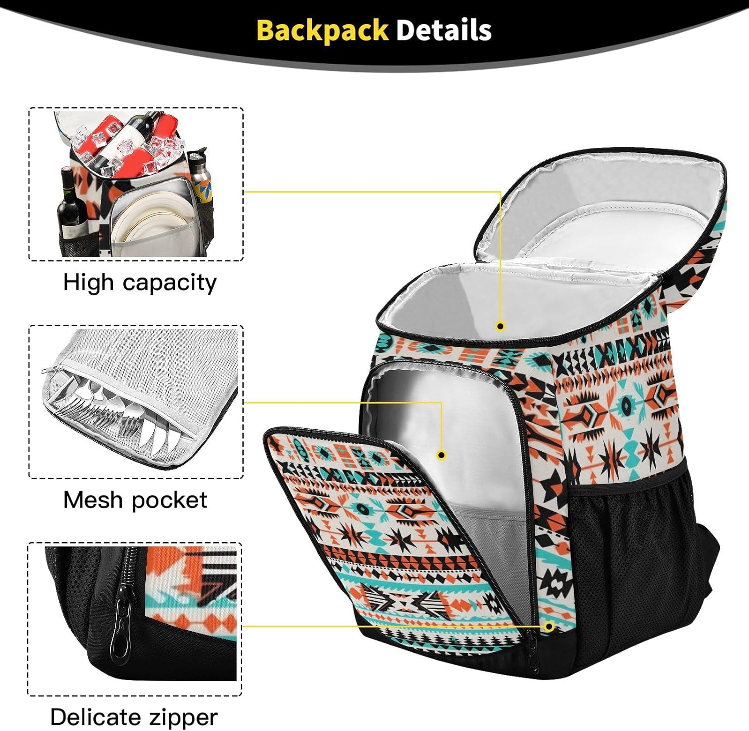 Abstract Pattern Cooler Backpack 36 Cans Leakproof Waterproof Backpack Cooler Bag Beach Accessories for Women and Men Travel Camping Fishing Backpack