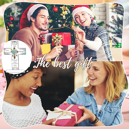 Miniatura 7 de Regalos inspiradores de cruz cristiana de acrílico con versículos de la Biblia y oraciones, girasol, regalos religiosos de las Escrituras para