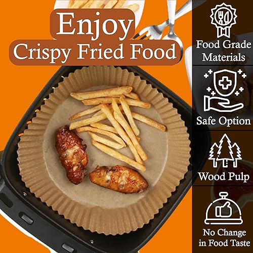 Miniatura 5 de Forros para freidora de aire, 125 forros de papel desechables antiadherentes para freidora de aire para microondas, a prueba de agua, a prueba de