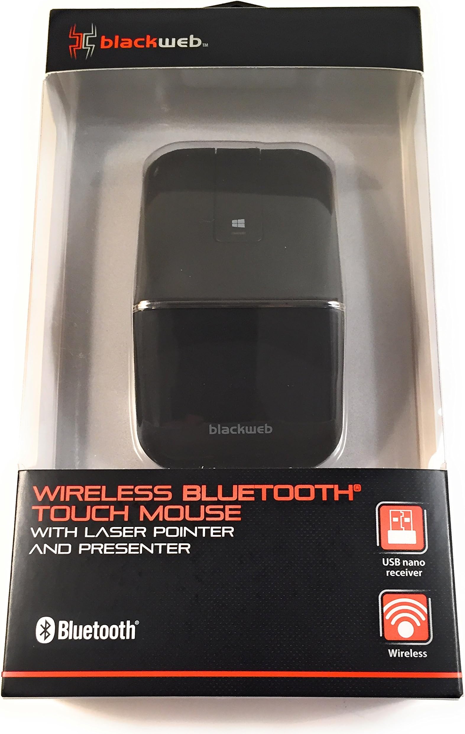 Blackweb New Wireless Bluetooth Mouse Laser Pointer Ultra Slim Foldable Presenter