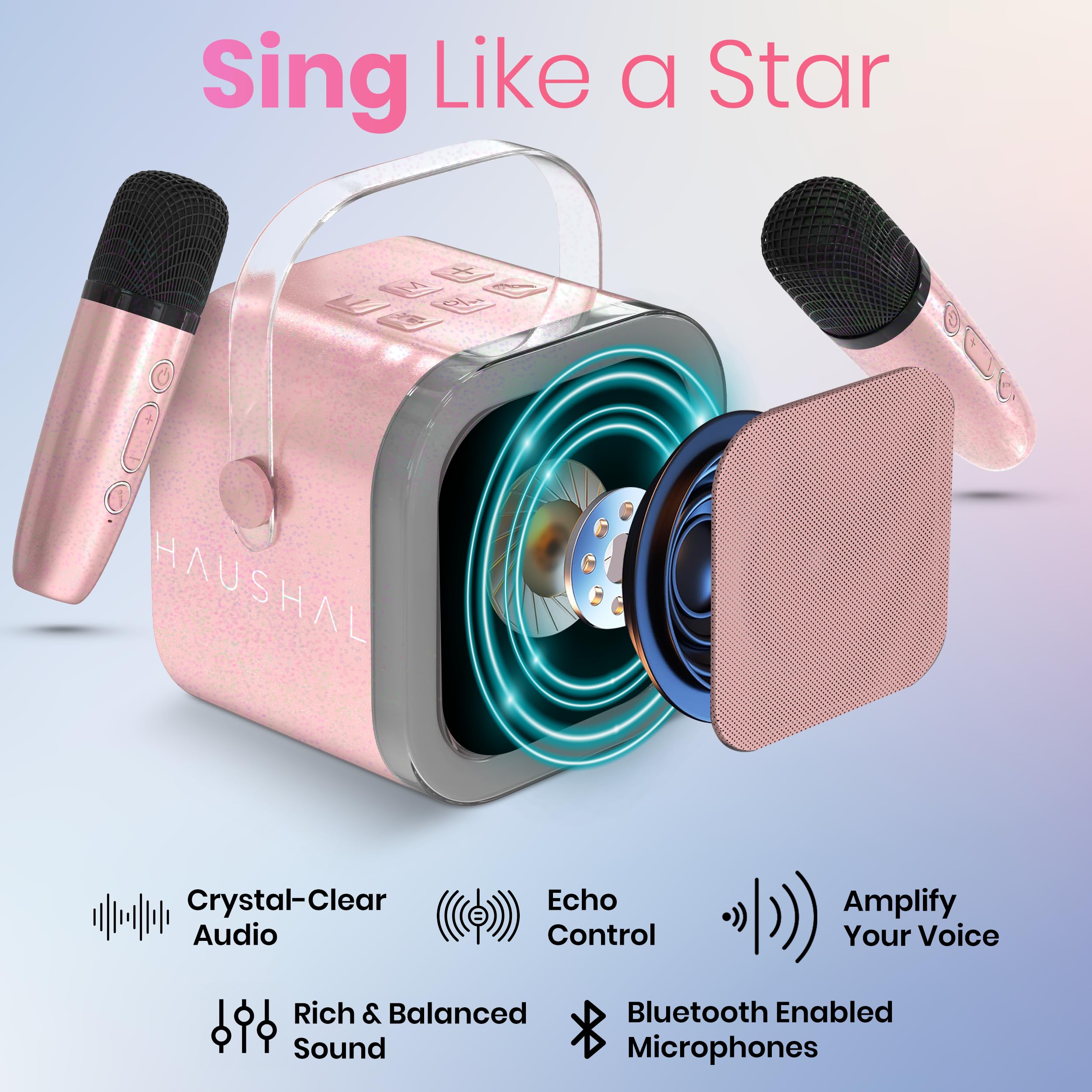 Mini macchina per karaoke con 2 microfoni wireless per bambini e adulti, altoparlante Bluetooth portatile per bambine di 8-12 anni, piccolo microfono Kareoke per feste di bambini, ragazzi e ragazze
