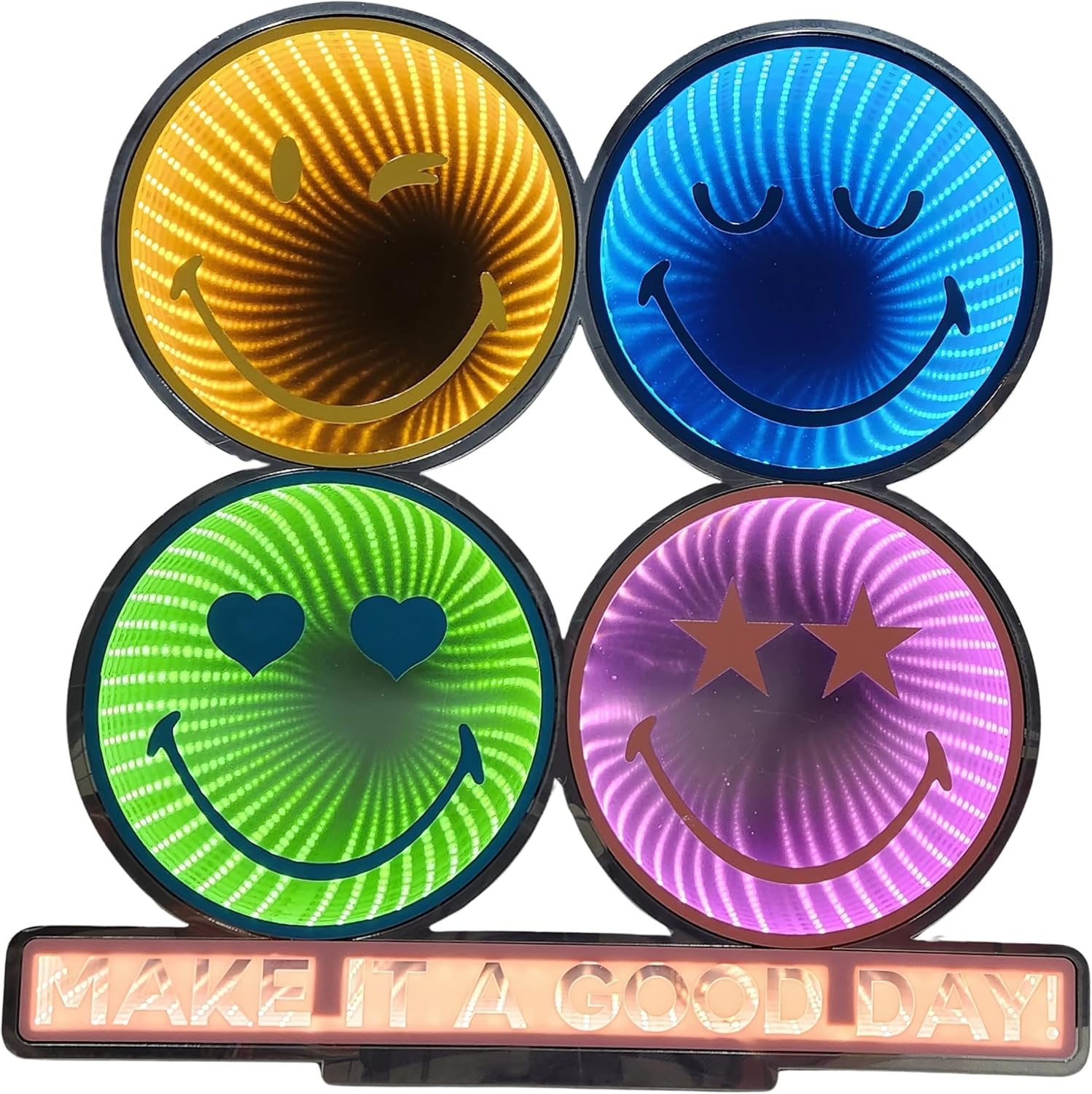 Melrose Smiley Good Day Ekkolight Infinity Light, 24-Inch, Acrylic
