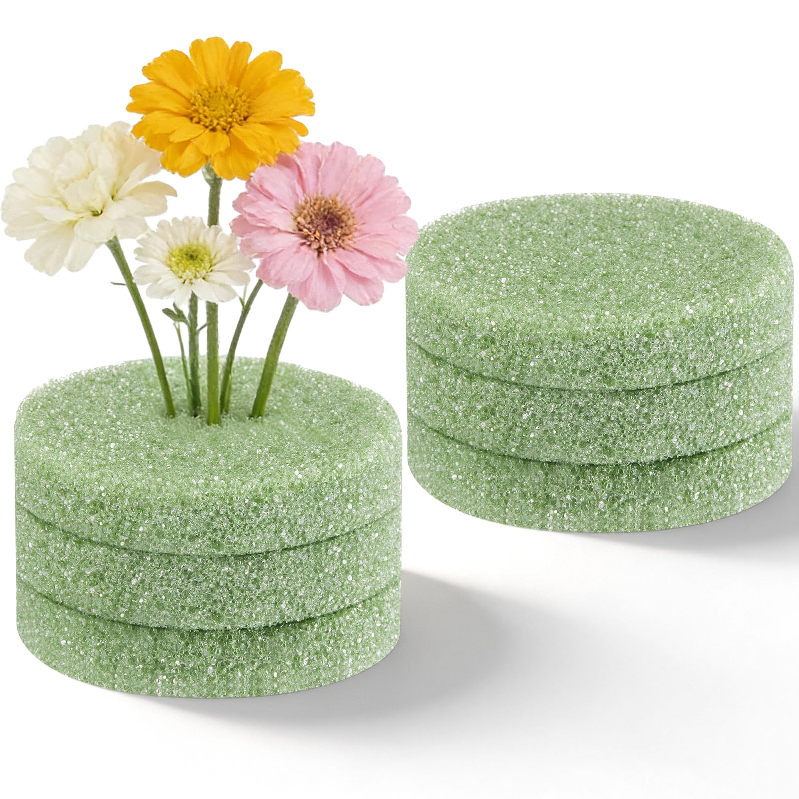Chunful 6 Pcs Floral Foam Vase Insert 1.25 x 5.8 Inch Cemetery Vase Inserts Round Recycled Floral Foam Cemetery Vases for Grave Artificial Flowers Home Florist Headstone Decoration Flower Arrangements-image-2