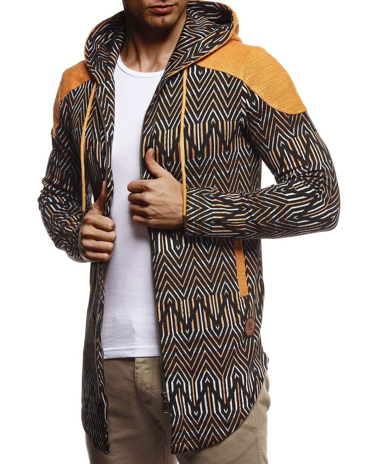 Leif Nelson LN8332 Jacket with Hood Men's Long Casual Black Transition Jacket Hoodie for Men