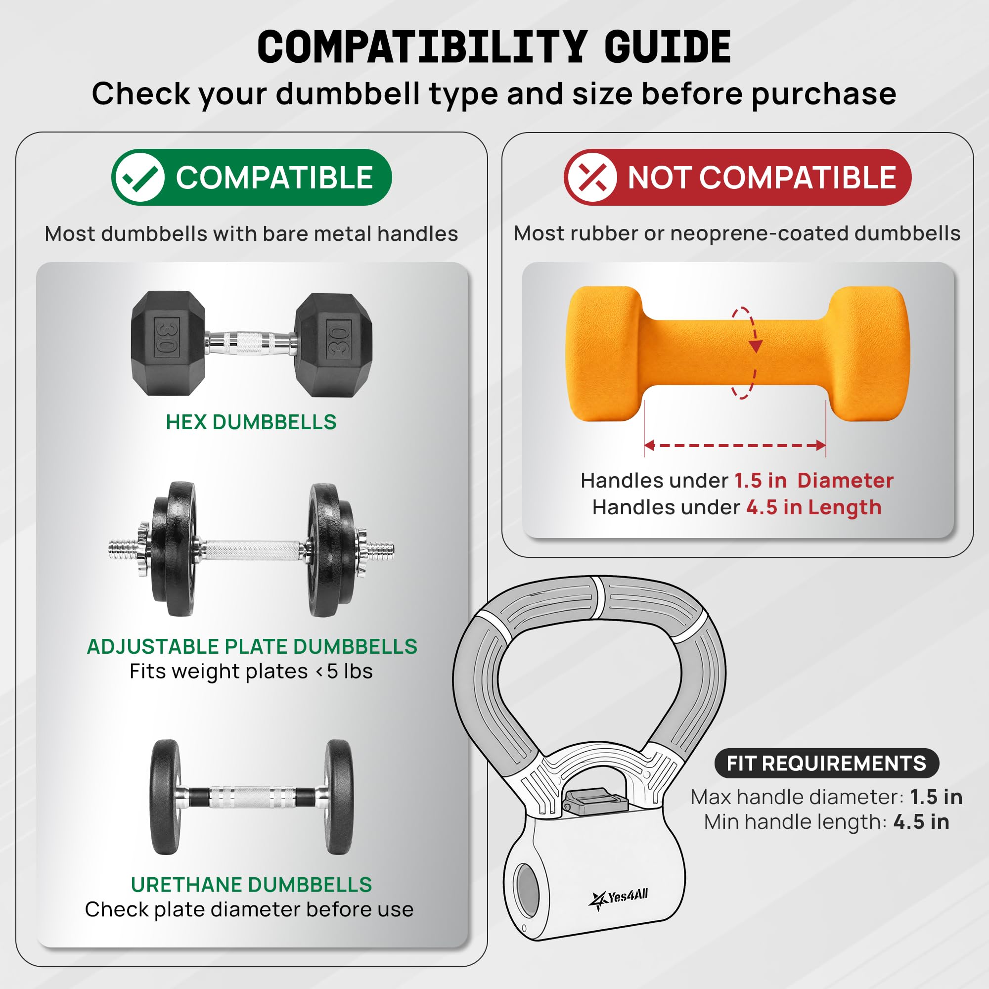 Yes4All Unisex D8fc Yes4All Unisex s nowa wersja uchwyt do czajnika do konwersji hantli w kettlebells do treningów, A. czarno-czerwony, konwerter hantli UK, 0,5 kg