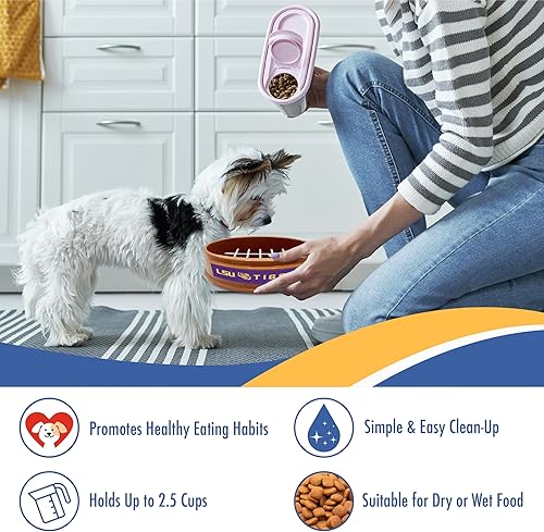 Miniatura 289 de NCAA Super-Bowl Iowa Hawkeyes - Cuenco para perros de alimentación lenta con diseño de fútbol para una digestión saludable. Cuenco antideslizante