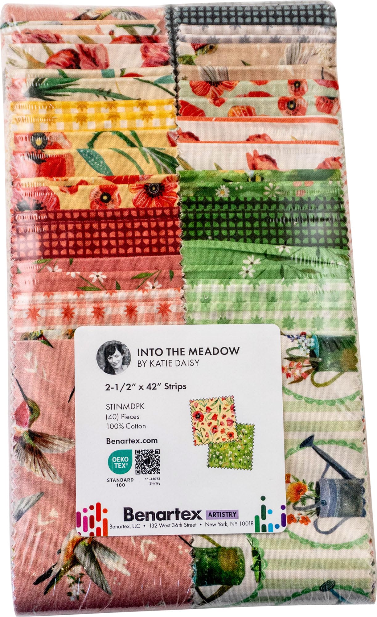 Katie Daisy Into the Meadow Strip-Pies 40 2.5-inch Strips Jelly Roll Benartex